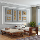 Feelinn Solid Sheesham Wood Trundle Bed (Natural Finish)
